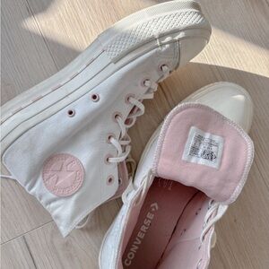 Converse All Star White and Pink High-Tops
